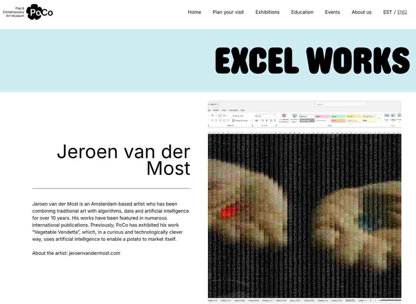 Jeroen van der Most exhibition "Excel Works" in PoCo museum Tallinn