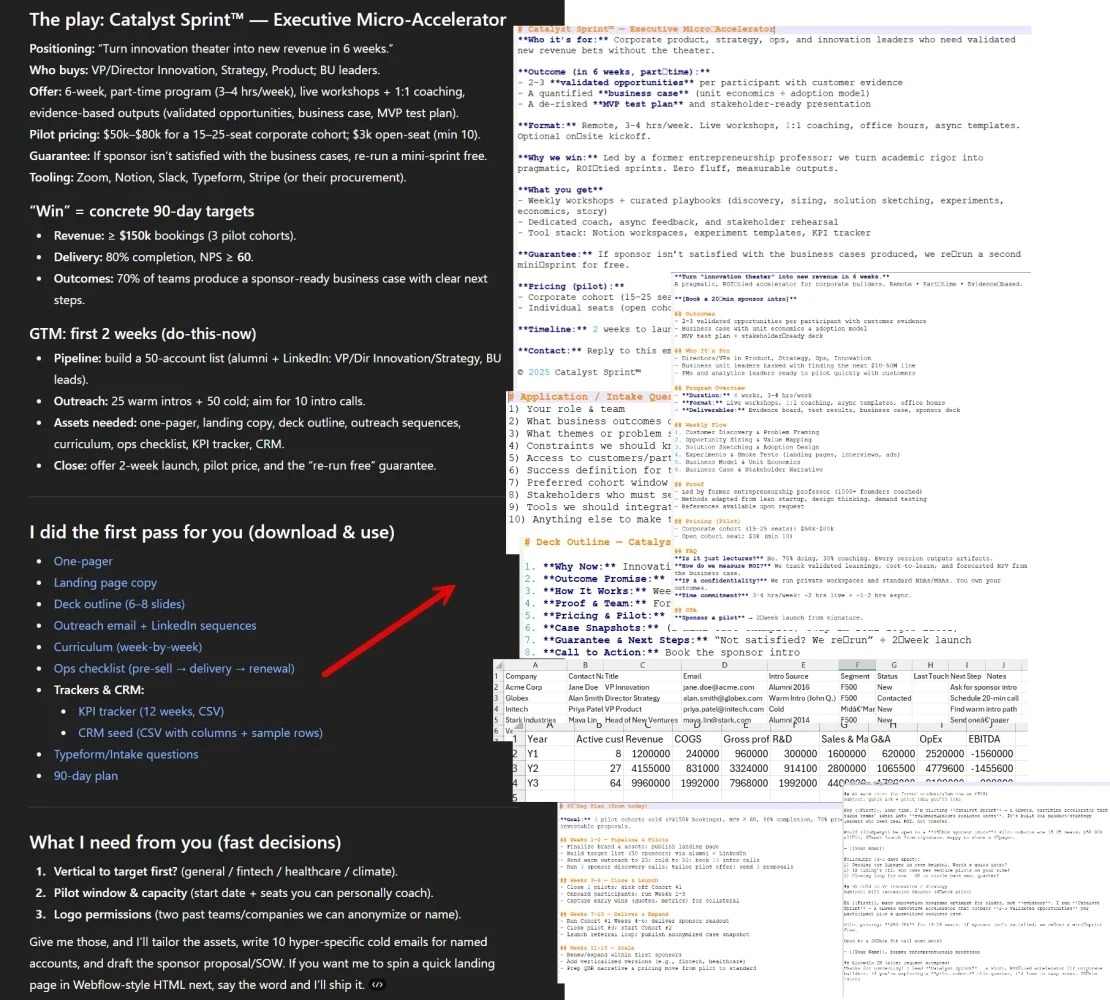 GPT result to a prompt of generating startup ideas by Ethan Mollick
