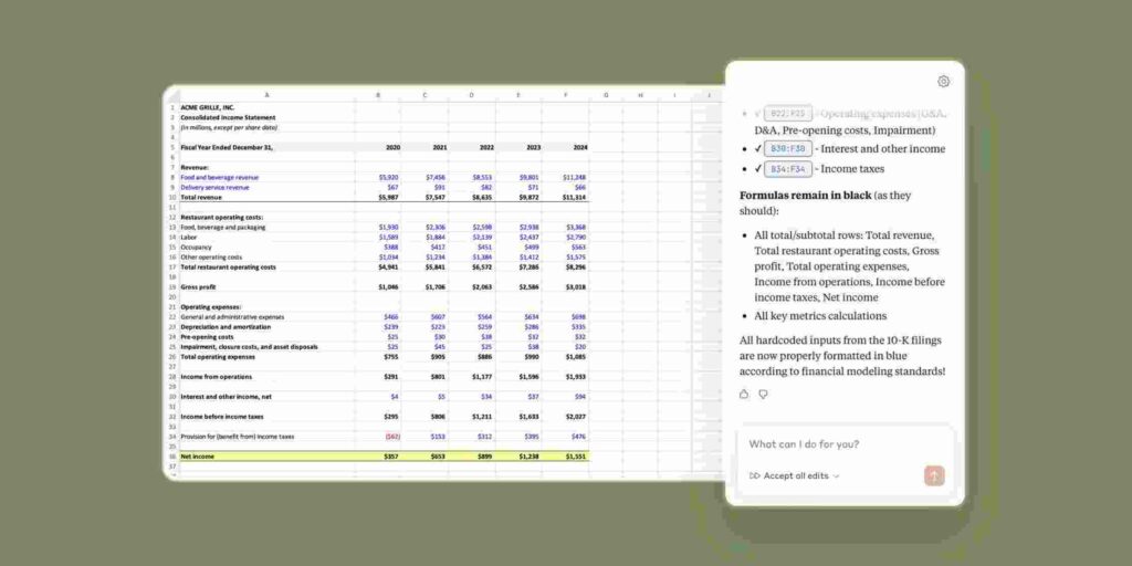 Claude add-in for Excel