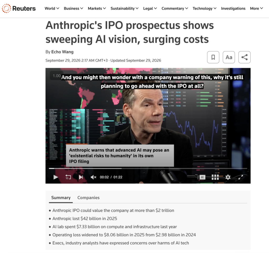 Reuters managed to get an overview of Anthropic IPO materials